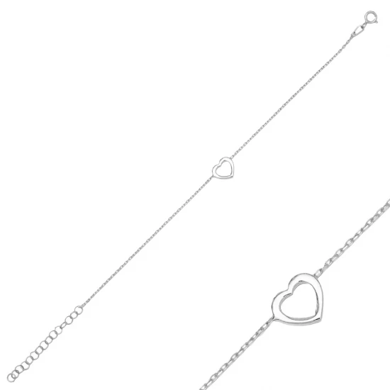 Plain Heart Shape Lovely 925 Sterling Silver Bracelet Plain Heart Shape Lovely 925 Sterling Silver Bracelet