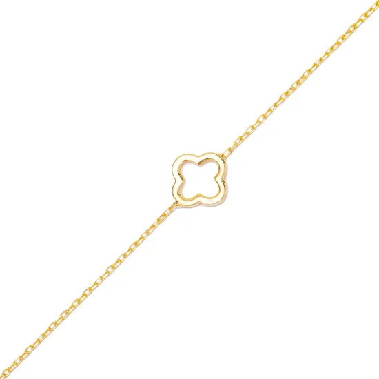 Four Leaf Plain Clover 925 Sterling Silver Bracelet