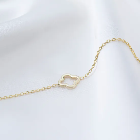 Four Leaf Plain Clover 925 Sterling Silver Bracelet