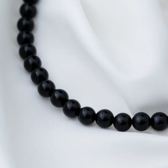 Dainty Black Pearl Design Black Collection Turkish Handmade Necklace 925 Silver Sterling Jewelry