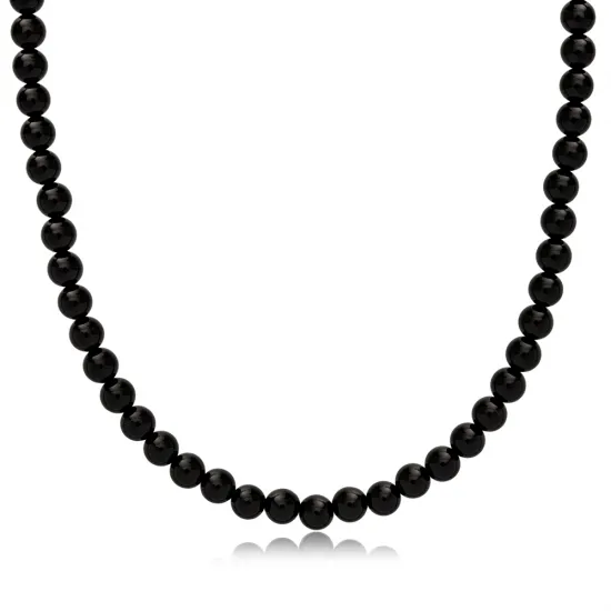 Dainty Black Pearl Design Black Collection Turkish Handmade Necklace 925 Silver Sterling Jewelry