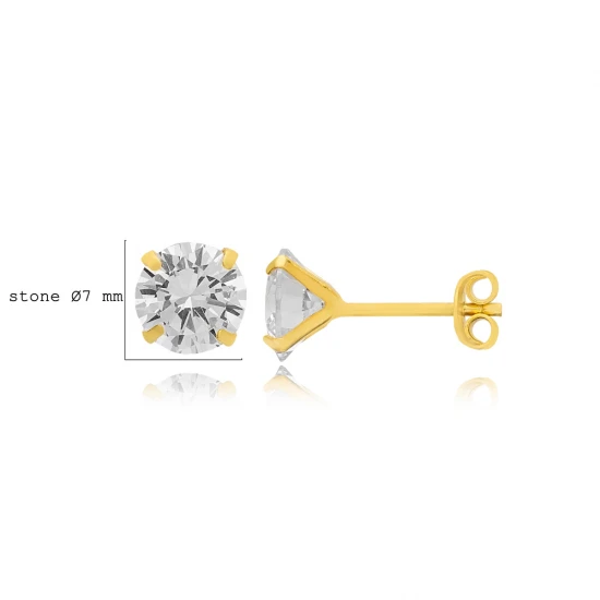 New 7mm Shiny CZ 925 Sterling Silver Earrings