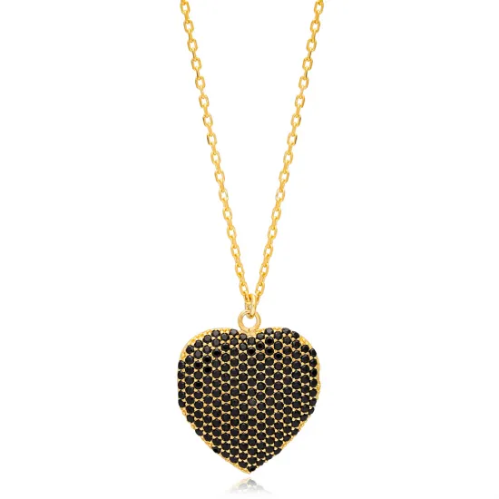 Heart Design Black Zircon Stone Charm Pendant Turkish Handcrafted 925 Sterling Silver Woman Jewelry Heart Design Black Zircon Stone Charm Pendant Turkish Handcrafted 925 Sterling Silver Woman Jewelry