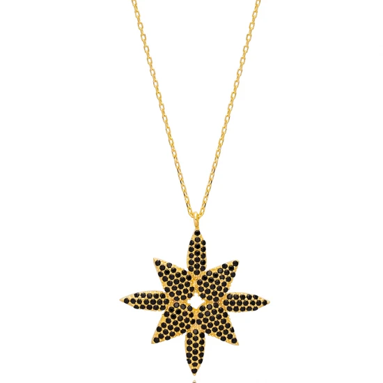 Black CZ Necklace in 925 Sterling Silver