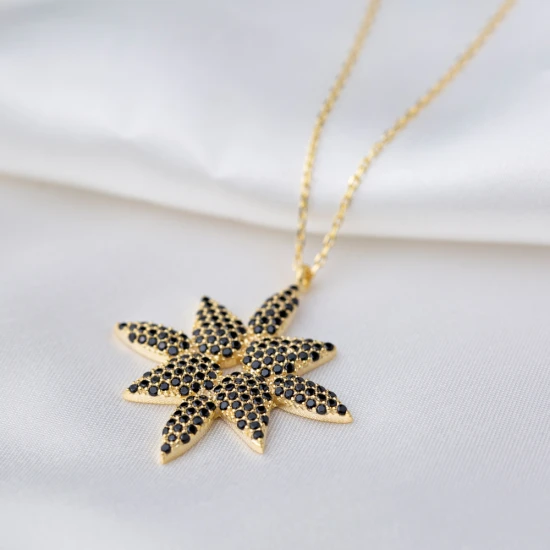 Black CZ Necklace in 925 Sterling Silver