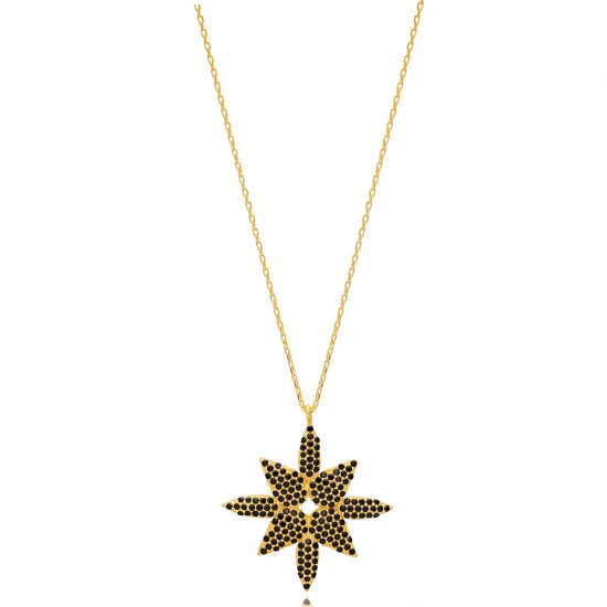 Black CZ Necklace in 925 Sterling Silver