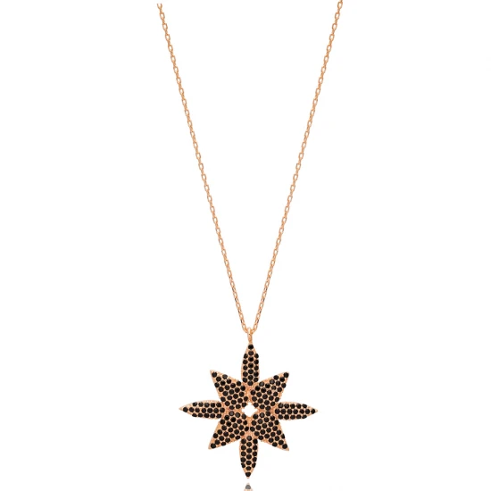 Black CZ Necklace in 925 Sterling Silver
