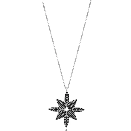 Black CZ Necklace in 925 Sterling Silver