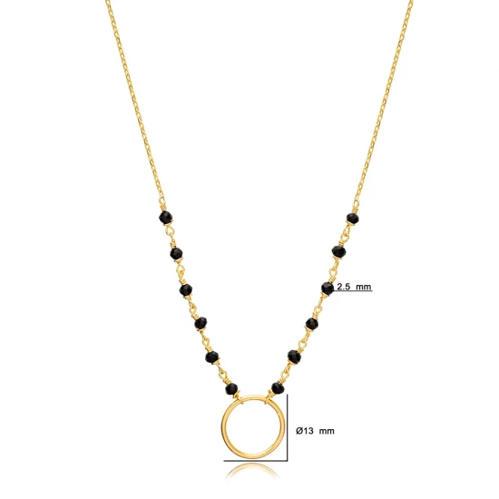 Hollow Black Beaded Chain 925 Sterling Silver Necklace
