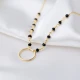 Hollow Black Beaded Chain 925 Sterling Silver Necklace
