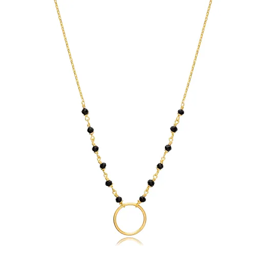 Hollow Black Beaded Chain 925 Sterling Silver Necklace