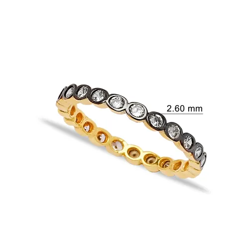 Micro Pave Black CZ Bar 925 Sterling Silver Ring