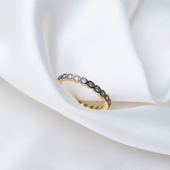 Micro Pave Black Zircon Stone Bar Ring Turkish Handcrafted Wholesale 925 Sterling Silver Jewelry
