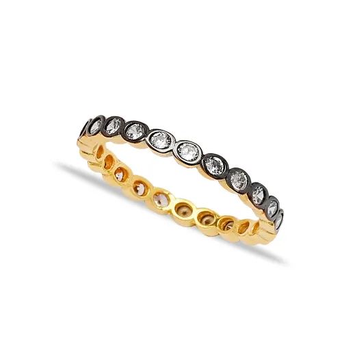 Micro Pave Black CZ Bar 925 Sterling Silver Ring