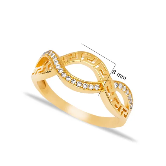 Clear Infinity Greek Key Band CZ 925 Silver Ring Clear Infinity Greek Key Band CZ 925 Silver Ring