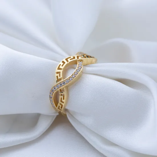 Clear Infinity Greek Key Band CZ 925 Silver Ring Clear Infinity Greek Key Band CZ 925 Silver Ring