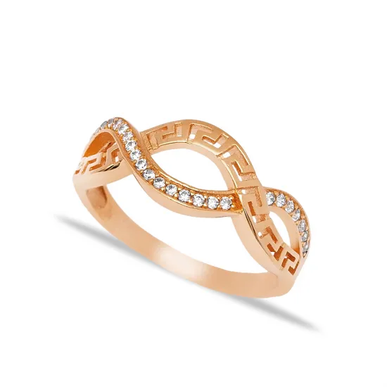 Clear Infinity Greek Key Band CZ 925 Silver Ring Clear Infinity Greek Key Band CZ 925 Silver Ring