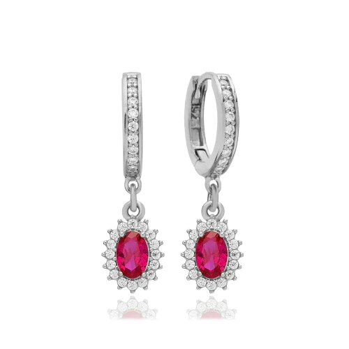 Ruby Dainty Diamond Style Dangle 925 Silver Earrings