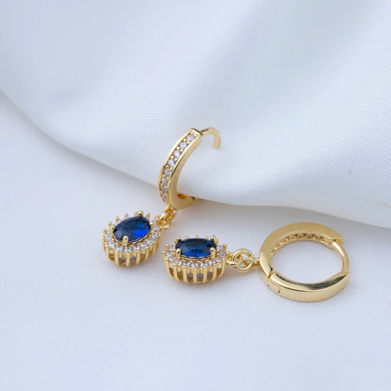 Sapphire Dainty Diamond Style Dangle Silver Earrings | 925 Sterling Silver Wholesale | Sade Silver Sapphire Dainty Diamond Style Dangle Silver Earrings - Sade 925 Silver Jewelry