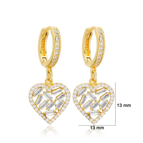 Baguette Heart CZ 925 Sterling Silver Earrings Baguette Heart CZ 925 Sterling Silver Earrings
