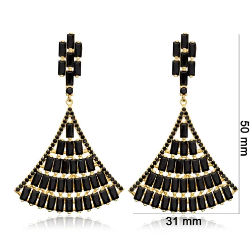 Black CZ Baguette 925 Sterling Silver Earrings Black CZ Baguette 925 Sterling Silver Earrings
