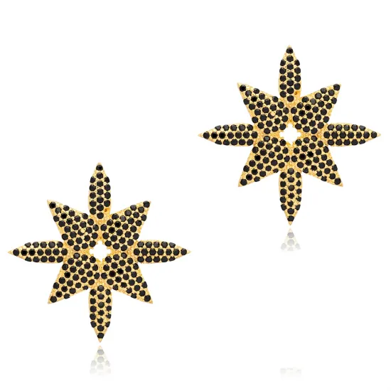 Turkish Black CZ 925 Sterling Silver Earrings Turkish Black CZ 925 Sterling Silver Earrings