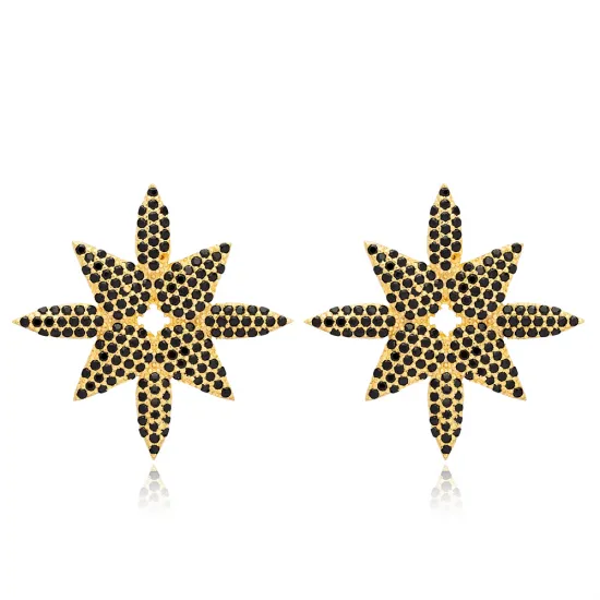 Turkish Black CZ 925 Sterling Silver Earrings Turkish Black CZ 925 Sterling Silver Earrings