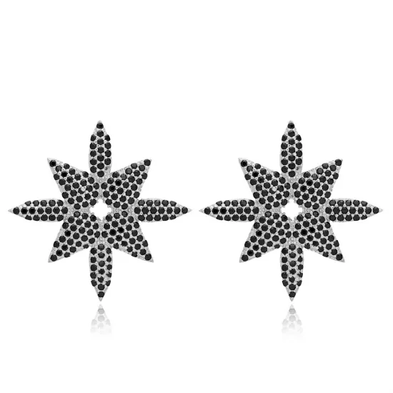 Turkish Black CZ 925 Sterling Silver Earrings Turkish Black CZ 925 Sterling Silver Earrings