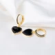 Mother Of Pearl Heart Black CZ Dangle Silver Earrings | 925 Sterling Silver Wholesale | Sade Silver Mother Of Pearl Heart Black CZ Dangle Silver Earrings - Sade 925 Silver Jewelry