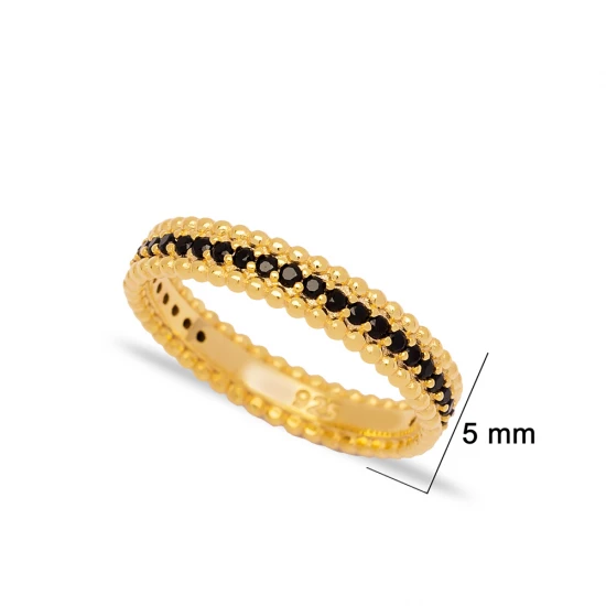 Black CZ Beaded Woman Band 925 Sterling Silver Ring Black CZ Beaded Woman Band 925 Sterling Silver Ring