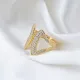 Clear Double Leaf Open Band CZ Adjustable Silver Ring