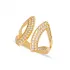 Clear Double Leaf Open Band CZ Adjustable Silver Ring