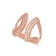 Clear Double Leaf Open Band CZ Adjustable Silver Ring