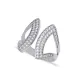 Clear Double Leaf Open Band CZ Adjustable Silver Ring