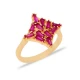 Ruby Baguette Geometric Shape Women 925 Silver Ring