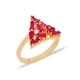 Ruby Baguette Triangle Shape Women Sterling Silver Ring