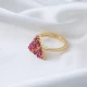 Ruby Baguette Triangle Shape Women Sterling Silver Ring