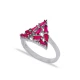 Ruby Baguette Triangle Shape Women Sterling Silver Ring