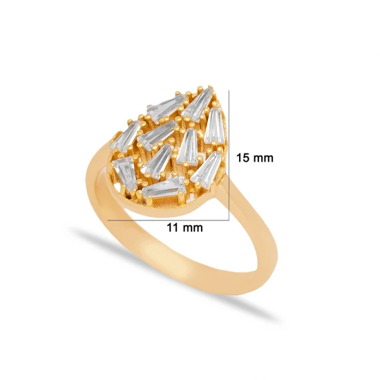 Drop CZ Baguette 925 Sterling Silver Ring Drop CZ Baguette 925 Sterling Silver Ring