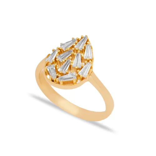 Drop CZ Baguette 925 Sterling Silver Ring