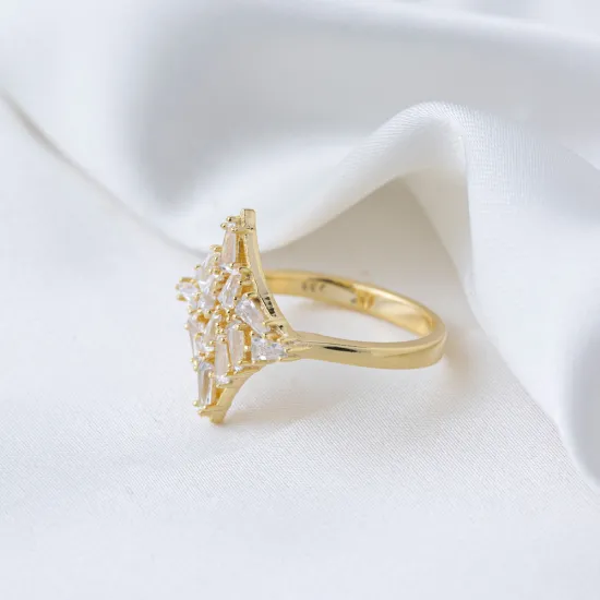 CZ Baguette Geometric Shape Women Sterling Silver Ring