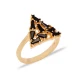 Black CZ Baguette Triangle Shape Women 925 Silver Ring