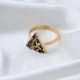 Black CZ Baguette Triangle Shape Women 925 Silver Ring