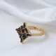 Black CZ Baguette Geometric Shape Women 925 Silver Ring