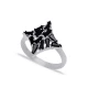Black CZ Baguette Geometric Shape Women 925 Silver Ring