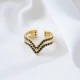Two Bar Black CZ Irregular Adjustable 925 Silver Ring - Sade 925 Silver Jewelry