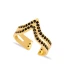Two Bar Black CZ Irregular Adjustable 925 Silver Ring