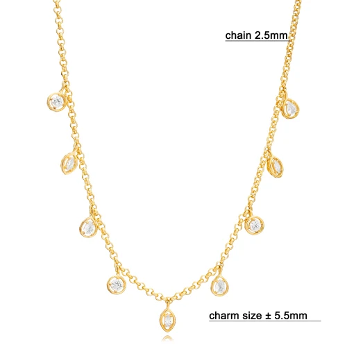 Rolo Doc Chain CZ Shaker 925 Sterling Silver Necklace