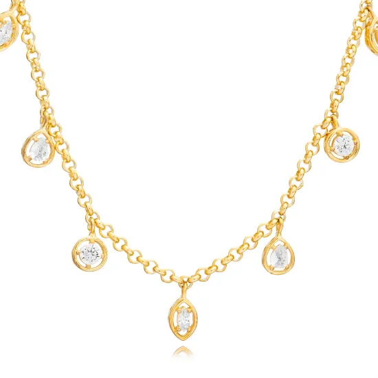 Rolo Doc Chain Silver CZ Shaker Necklace Rolo Doc Chain Silver CZ Shaker Necklace