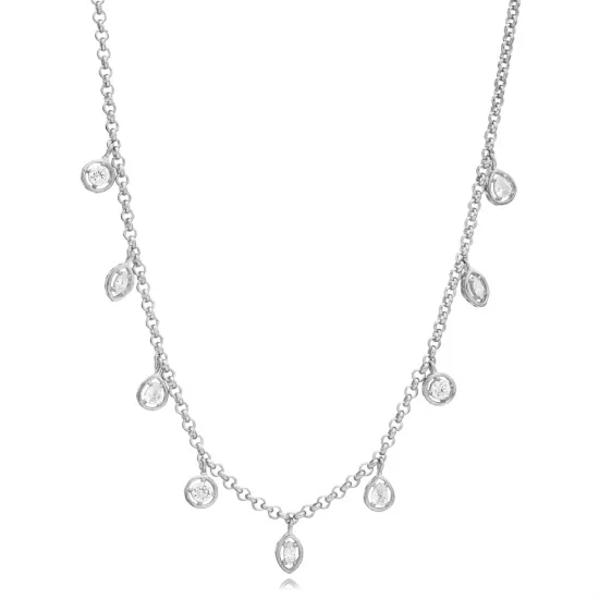 Rolo Doc Chain Silver CZ Shaker Necklace Rolo Doc Chain Silver CZ Shaker Necklace